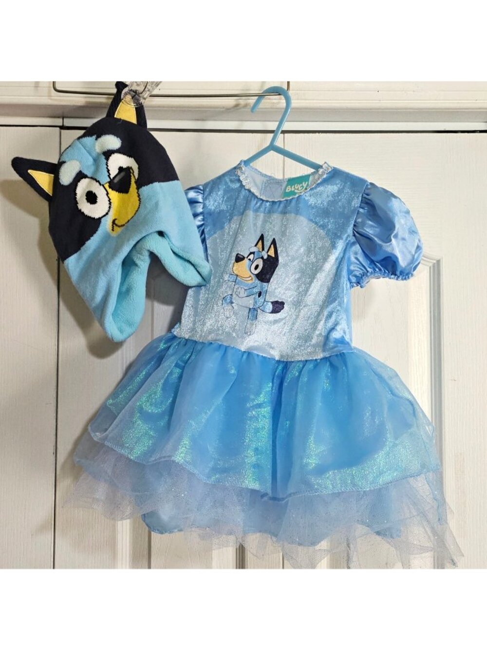 Bluey Costume Toddler Girls 2T Tutu Dress Knit Beanie Face Halloween Kids Cute